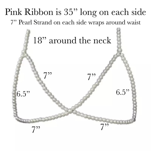 Stunning White Pearl Cage Bra Harness with Ribbon - Picture 16 of 16